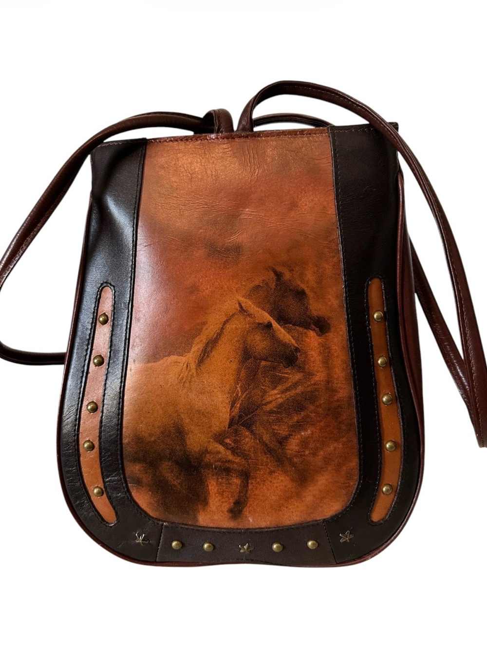 Scully Run Horse Cheyenne Brown Leather Crossbody Tote
